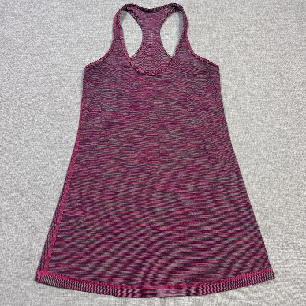 Lululemon Tank Womens Small Pink Striped Racerback Yoga Activewear Jersey